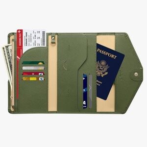 Passport Holder Travel Wallet in Olive Green